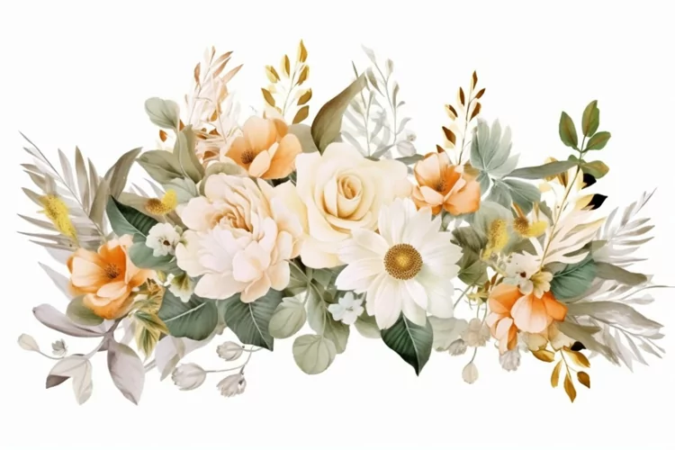 Watercolor Flowers Bouquets, illustration Background