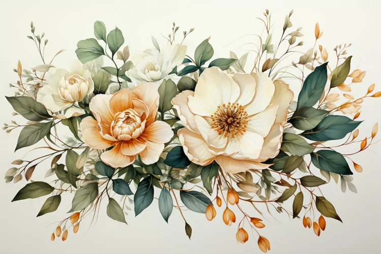 Watercolor Flowers Bouquets, illustration Background