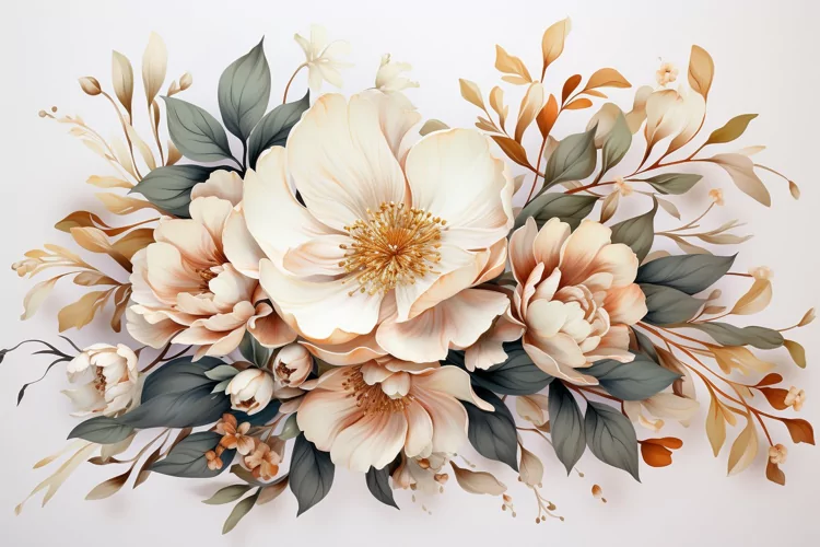 Watercolor Flowers Bouquets, illustration Background