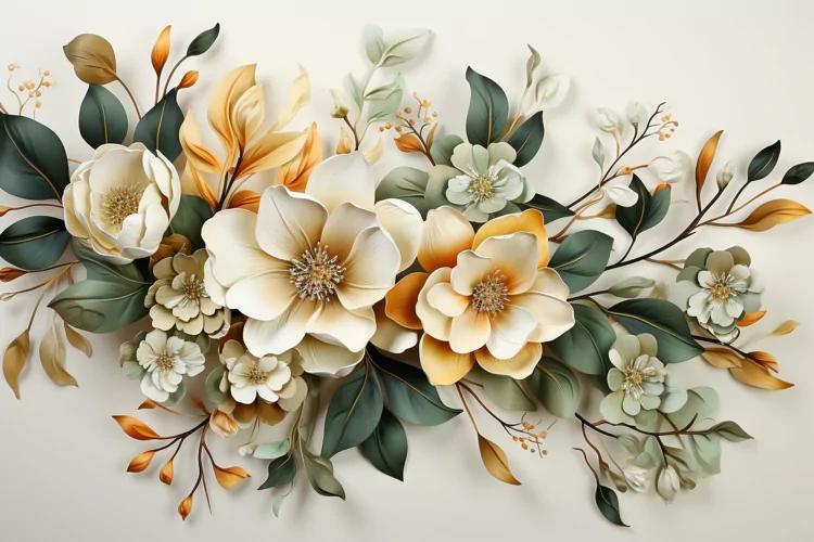 Watercolor Flowers Bouquets, illustration Background
