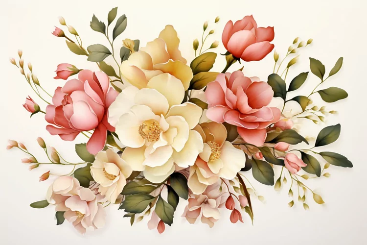 Watercolor Flowers Bouquets, illustration Background
