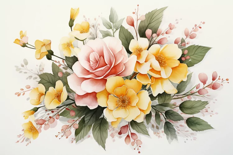Watercolor Flowers Bouquets, illustration Background