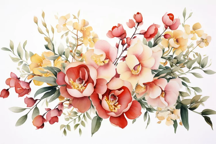 Watercolor Flowers Bouquets, illustration Background