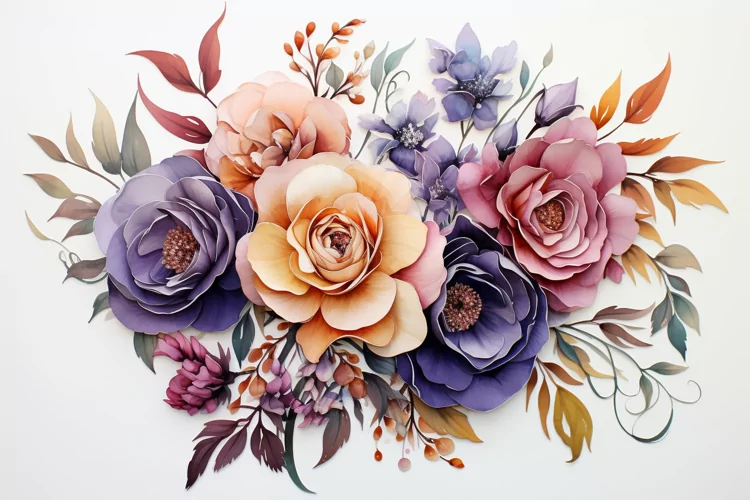 Watercolor Flowers Bouquets, illustration Background