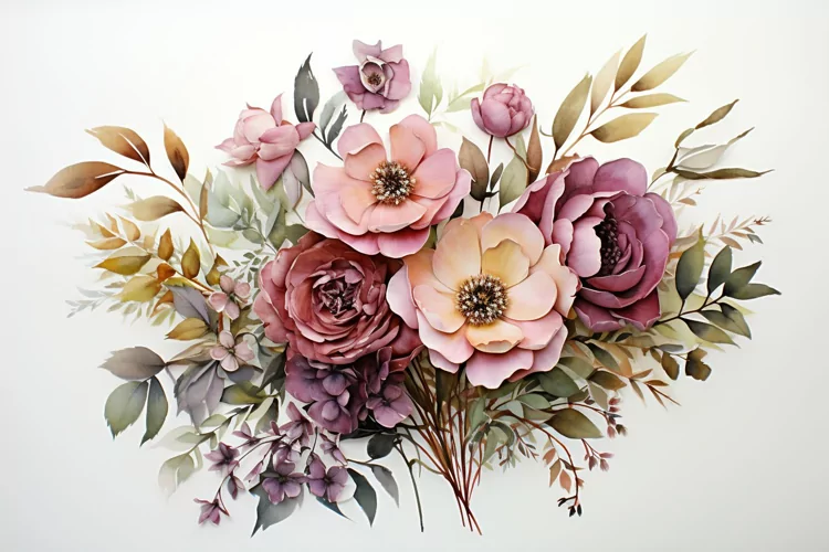 Watercolor Flowers Bouquets, illustration Background