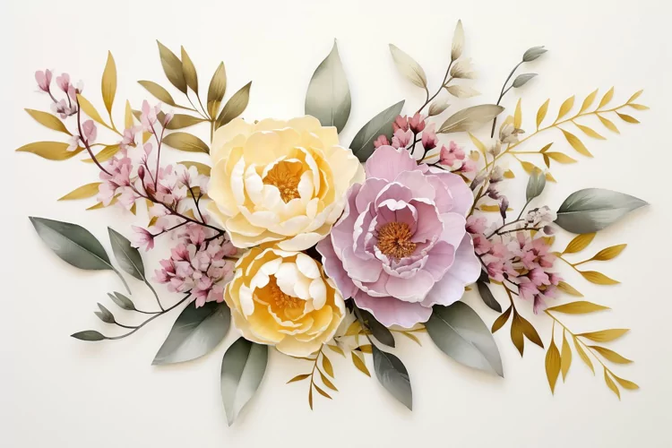 Watercolor Flowers Bouquets, illustration Background