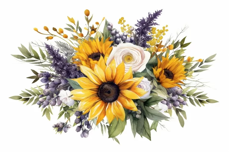 Watercolor Flowers Bouquets, illustration Background