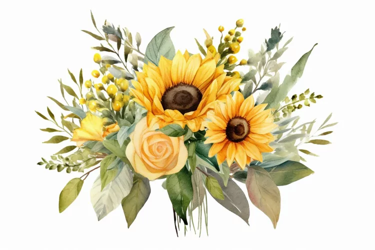 Watercolor Flowers Bouquets, illustration Background