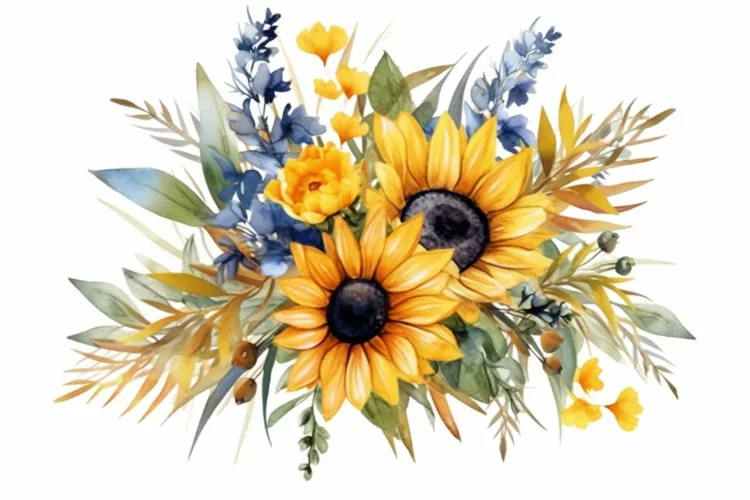 Watercolor Flowers Bouquets, illustration Background