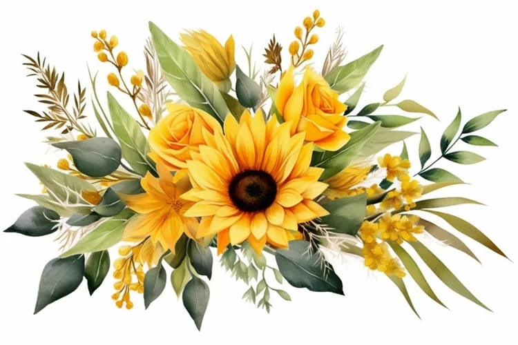 Watercolor Flowers Bouquets, illustration Background