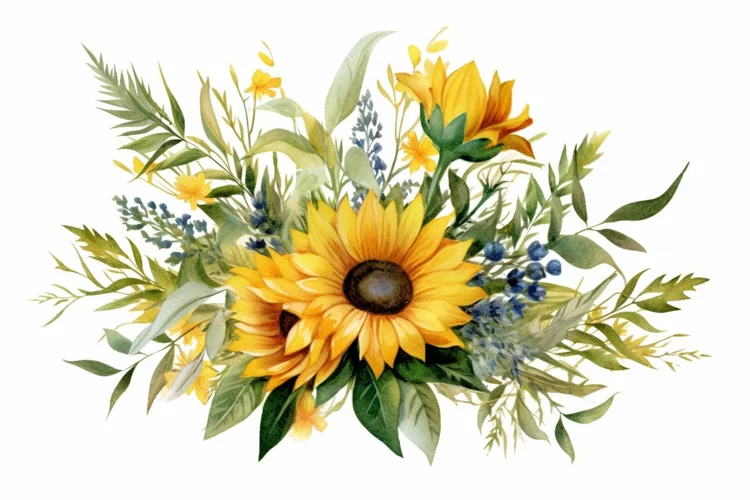 Watercolor Flowers Bouquets, illustration Background