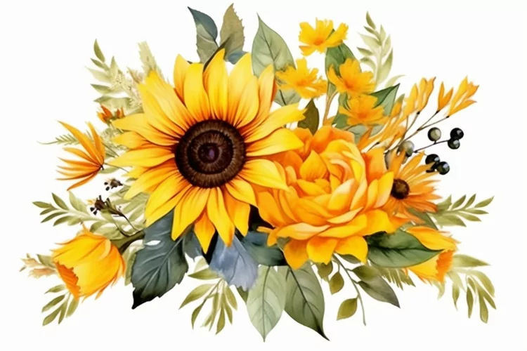 Watercolor Flowers Bouquets, illustration Background