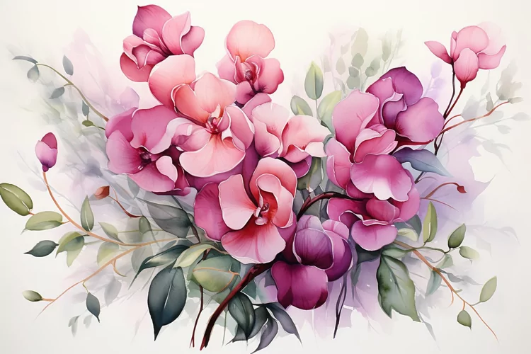 Watercolor Flowers Bouquets, illustration Background