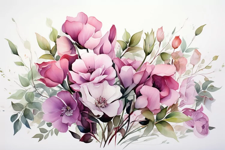 Watercolor Flowers Bouquets, illustration Background