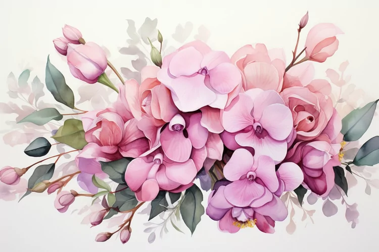 Watercolor Flowers Bouquets, illustration Background
