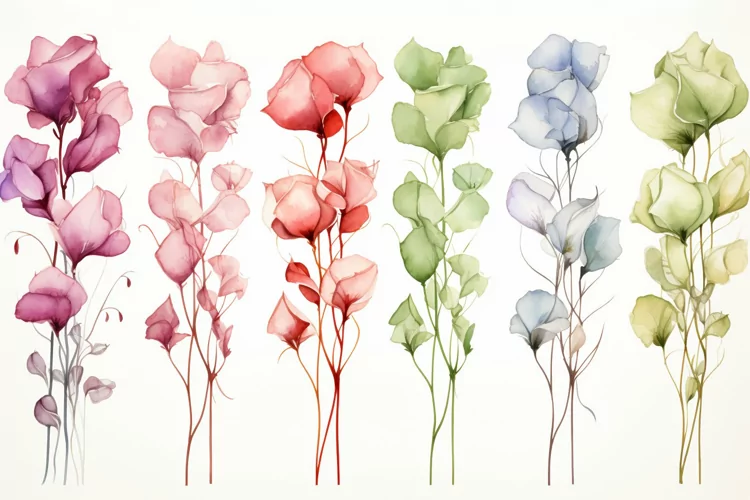 Watercolor Flowers Bouquets, illustration Background