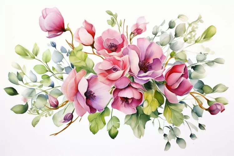 Watercolor Flowers Bouquets, illustration Background