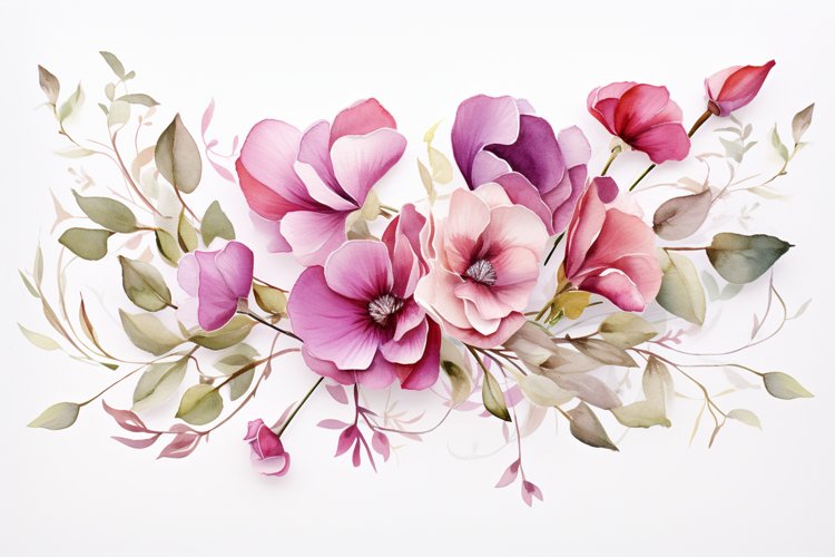 Watercolor Flowers Bouquets, illustration Background