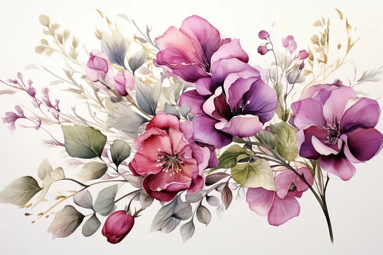 Watercolor Flowers Bouquets, illustration Background