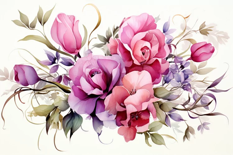 Watercolor Flowers Bouquets, illustration Background