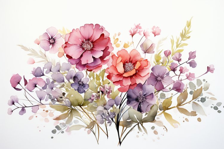 Watercolor Flowers Bouquets, illustration Background