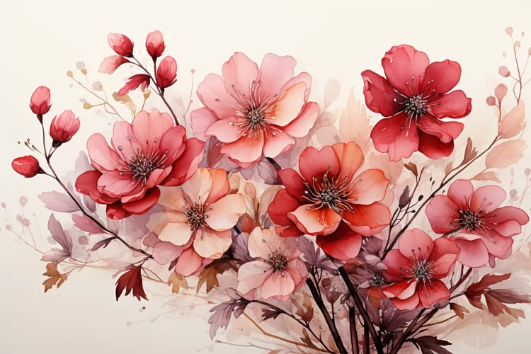 Watercolor Flowers Bouquets, illustration Background