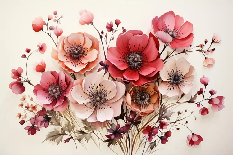 Watercolor Flowers Bouquets, illustration Background