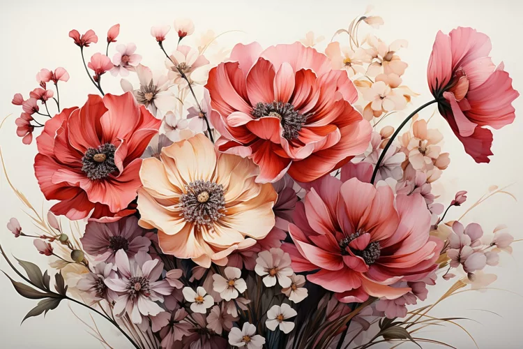 Watercolor Flowers Bouquets, illustration Background