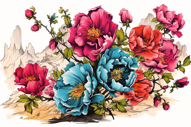Watercolor Flowers Bouquets, illustration Background