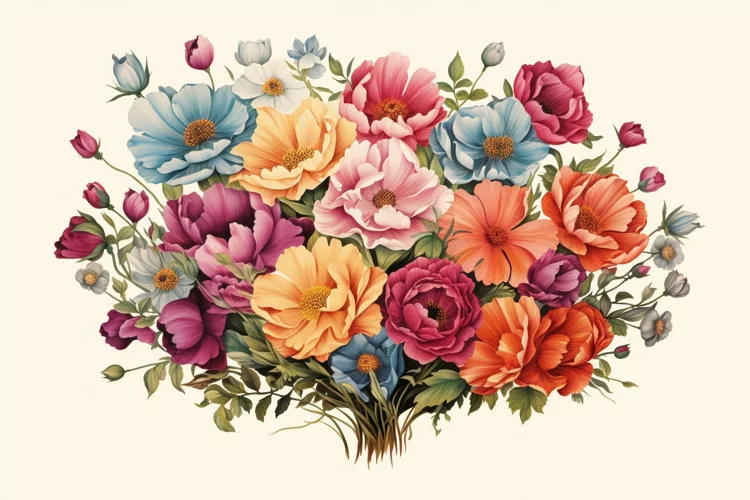 Watercolor Flowers Bouquets, illustration Background
