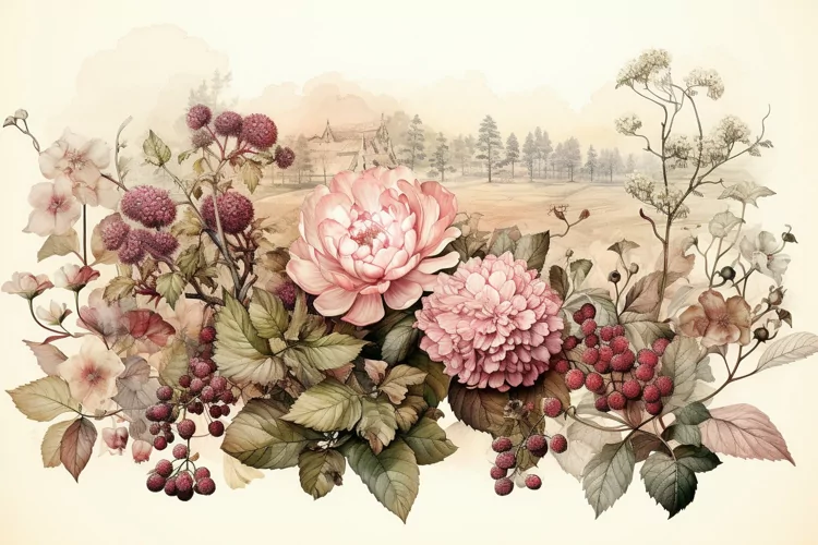 Watercolor Flowers Bouquets, illustration Background