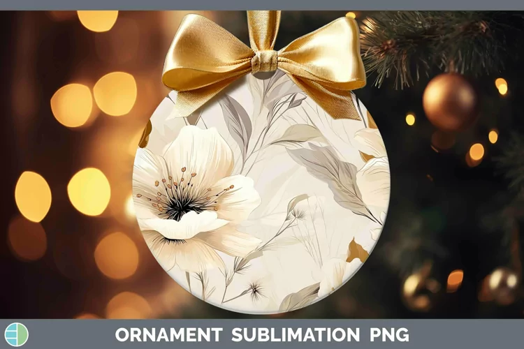 Watercolor Flowers Brown Ornament Sublimation Bauble Designs