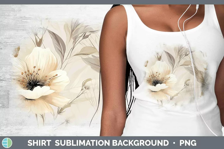 Watercolor Flowers Brown Shirt Sublimation Sublimation Backg
