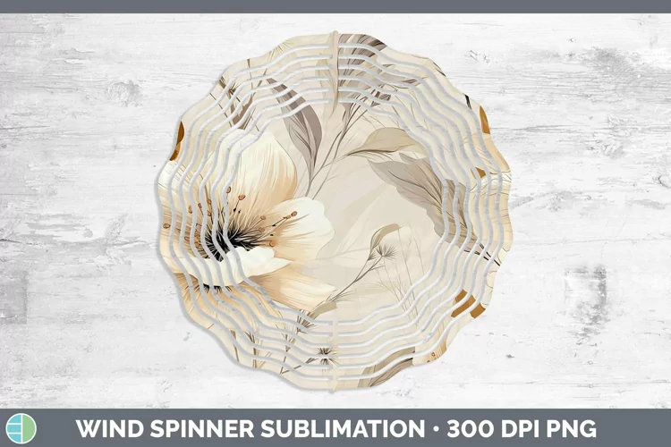 Watercolor Flowers Brown Wind Spinner Sublimation Spinner De