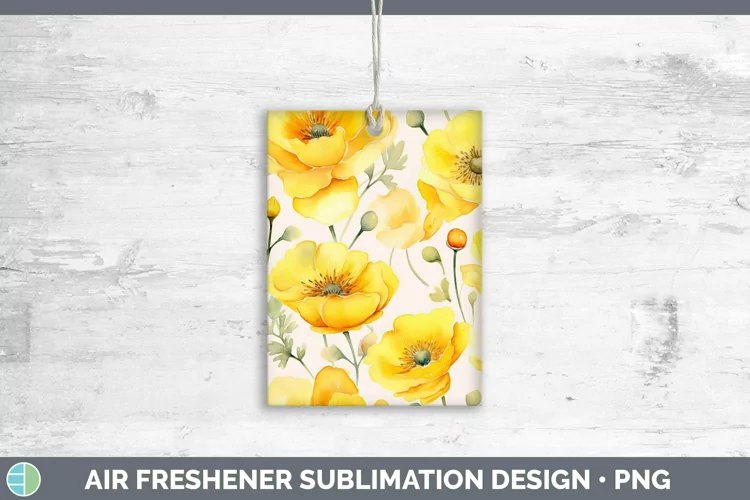 Watercolor Flowers Buttercup Air Freshener Sublimation Car F