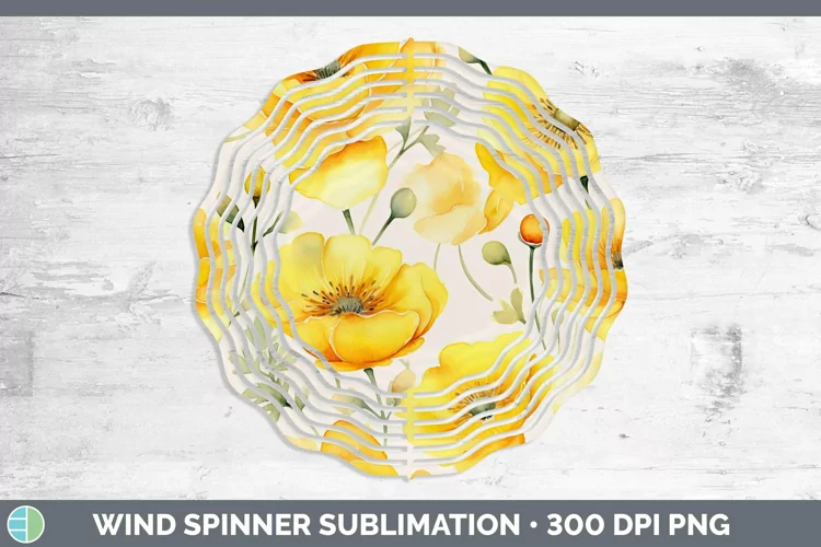 Watercolor Flowers Buttercup Wind Spinner Sublimation Spinne