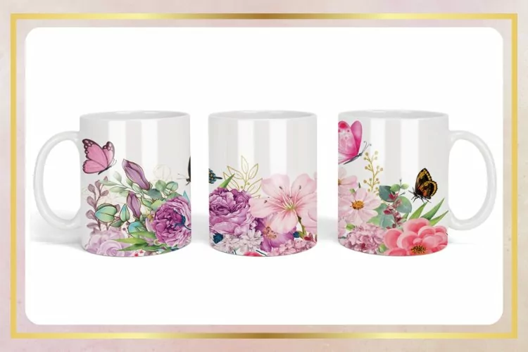 Watercolor flowers butterfly Coffee Mug