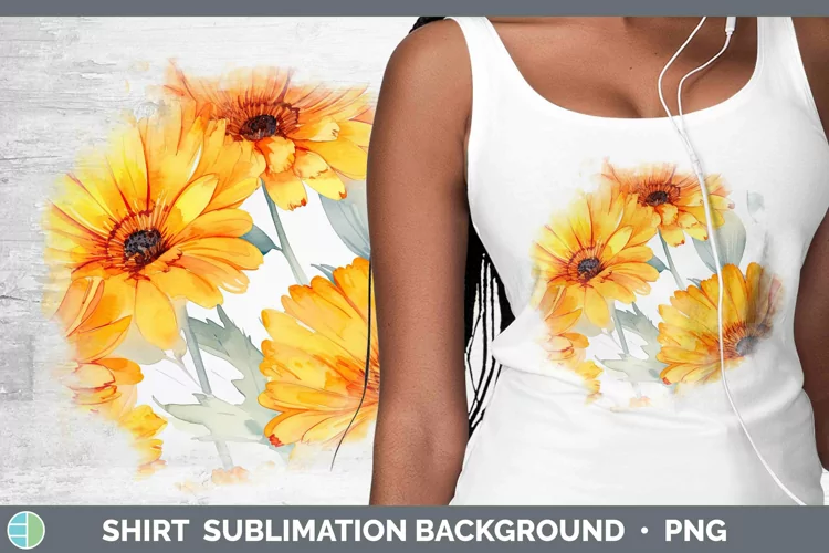 Watercolor Flowers Calendula Shirt Sublimation Sublimation B