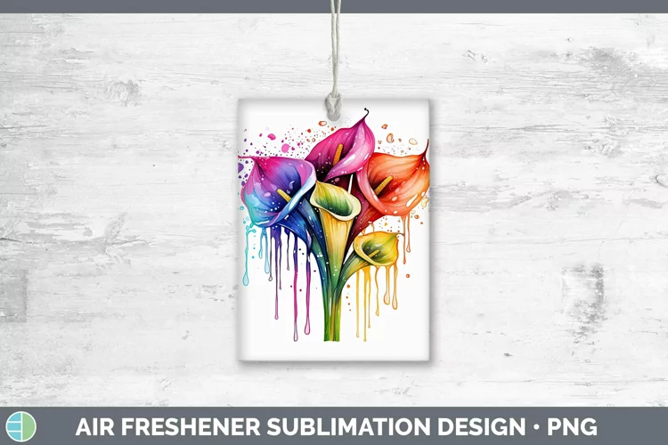 Watercolor Flowers Calla Lily Air Freshener Sublimation Car