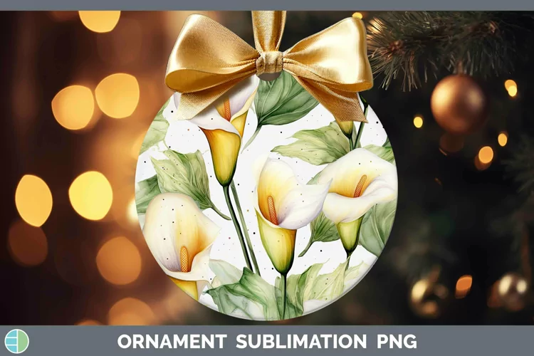 Watercolor Flowers Calla Lily Ornament Sublimation Bauble De