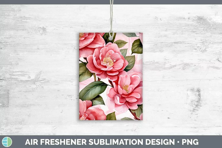 Watercolor Flowers Camellia Air Freshener Sublimation Car Fr