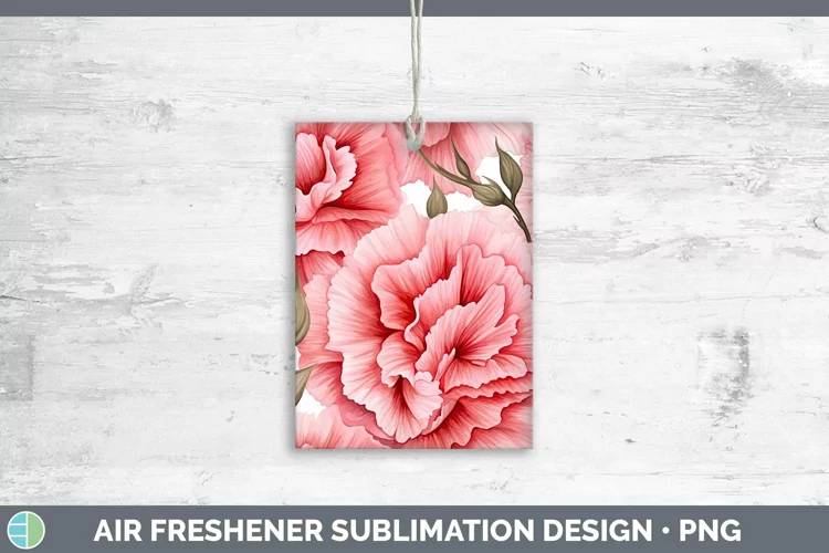 Watercolor Flowers Carnation Air Freshener Sublimation Car F