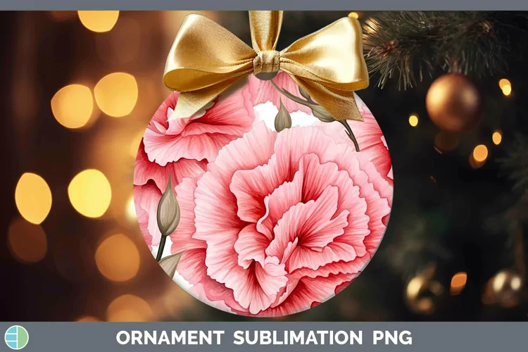 Watercolor Flowers Carnation Ornament Sublimation Bauble Des