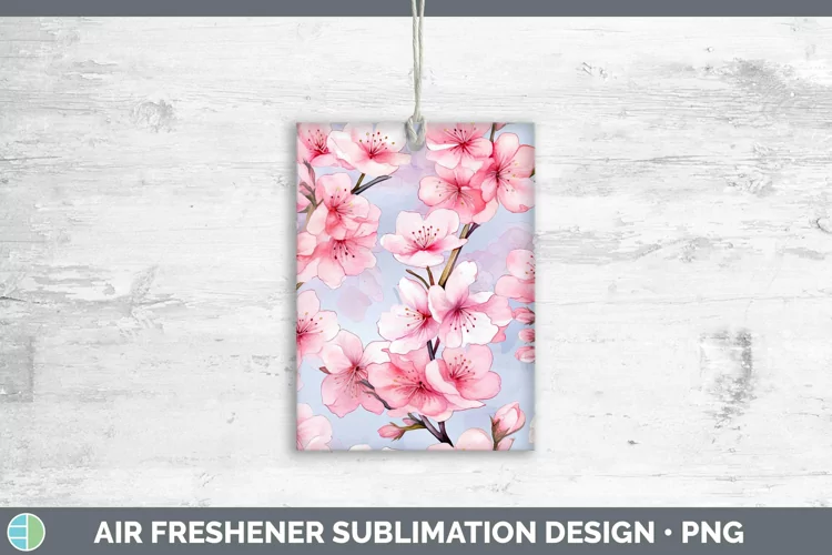 Watercolor Flowers Cherry Blossom Air Freshener Sublimation