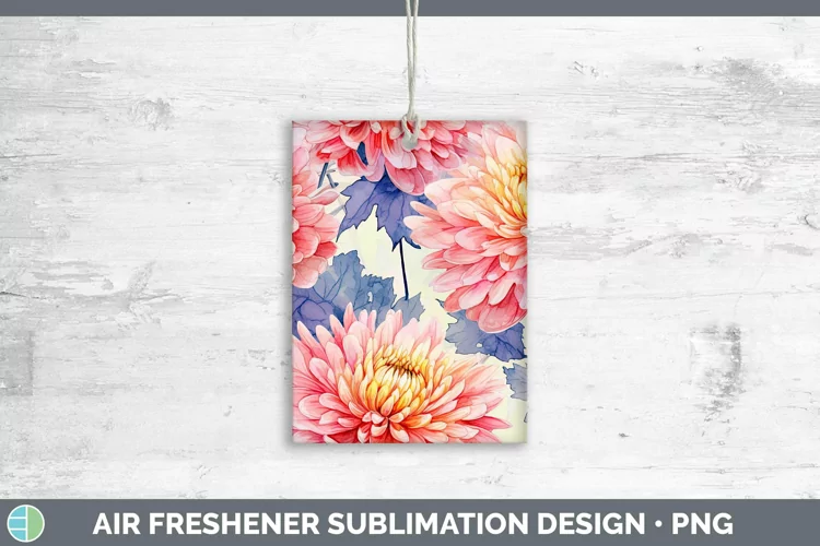 Watercolor Flowers Chrysanthemum Air Freshener Sublimation C