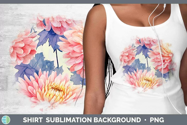 Watercolor Flowers Chrysanthemum Shirt Sublimation Sublimati