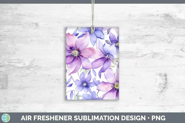 Watercolor Flowers Clematis Air Freshener Sublimation Car Fr