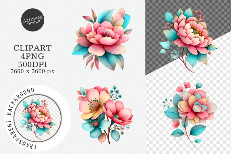 Watercolor Flowers Clipart, Flowers PNG