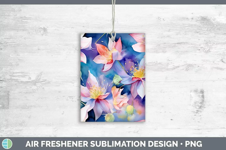 Watercolor Flowers Columbine Air Freshener Sublimation Car F