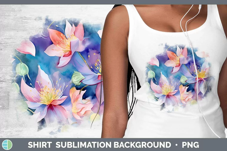 Watercolor Flowers Columbine Shirt Sublimation Sublimation B